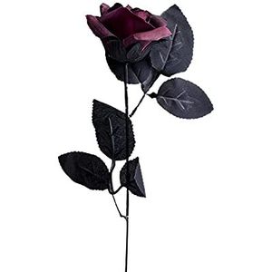 Kunstmatige bloem Mooie Realistische Mooi uitziende Simulatie Zwarte Rode Rose Decoratieve Synthetische Bloem voor Bruiloft - Rood