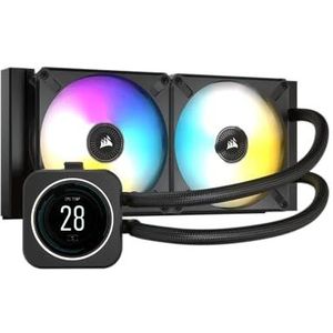 Corsair - iCUE H100i ELITE - Liquid CPU Cooler - Zwart - 240 mm Radiator, 120 mm Fans, RGB LED's, LCD Display