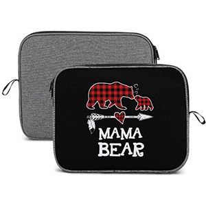 Rode Plaid Buffalo Mama Bear Laptop Sleeve Case Beschermende Notebook Draagtas Reizen Aktetas 13 inch