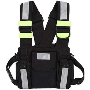 VBESTLIFE TYT universele radio-borst, tactisch harnas aan de voorkant vest borstzak zakje voor walkietalkie met gele reflecterende voor tweeweg radio walkietalkie talkie (Rescue Essentials)