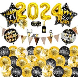 Gouden Latex Ballonnen 2024 Oudejaarsavond Decoraties Feestaccessoires Gelukkig Nieuwjaar Decoraties