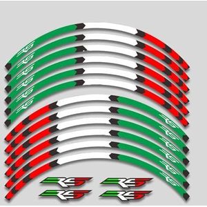 wiel vorm 17 Inch Motorfiets Stickers Velg Band Waterdichte Decals Wielen Hub Reflecterende Streep Tape Set Voor Aprilia RS 125 Rs125(Color:Red White Green A1)