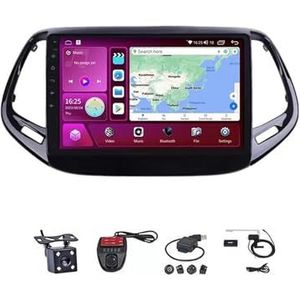 Android Autoradio Video Multimedia Speler, 9 Inch Touch Screen Radio Plug And Play Autotoebehoren Met Bluetooth En Navigatie En Achteruitrijcamera Voor Jeep Compass 2017-2019(M150S WIFI 2G+32G)