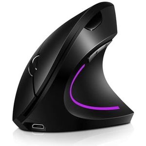 Ergonomic Mouse-PYRIOLHI -2.4G Wireless Dual Mode - Rechargeable Optical Mouse - Wireless Vertical Mouse, Supports Multiple Devices - 4 Adjustable DPI-Dark(Black)
