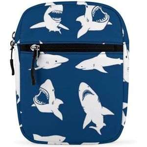 Grote Witte Haai Mini Crossbody Tas Unisex Anti-Diefstal Side Schoudertassen Reizen Kleine Messenger Bag
