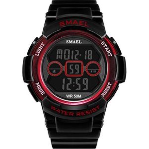 Digitale horloge voor Mannen Sporthorloge, Waterdichte Elektronische Militaire Army Horloges, LED-achterlicht/alarm/datum/schokbestendig, Stijlvol klassiek Horloge,Black red