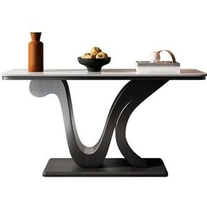 Vickyliou Entrance Tafel, smal, 120 cm, tafelblad van imitatieleer en zwarte structuur, entreetafel, console met opbergruimte