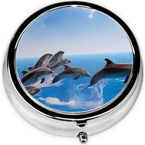 Pillendoos - Ronde Pil Case - 3 Compartimenten - Dolfijn - Draagbare Reizen