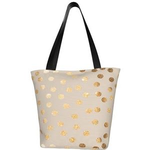 BeNtli Schoudertas, canvas draagtas grote tas vrouwen casual handtas herbruikbare boodschappentassen, beige en goud glitter polka dot, zoals afgebeeld, Eén maat