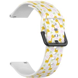 Compatibel met Garmin Venu/Venu 2 Plus/Sq/Sq Music/Sq 2/Sq 2 Music, (schattige giraffe print kinderen 2) 20 mm zachte siliconen sportband armband armband