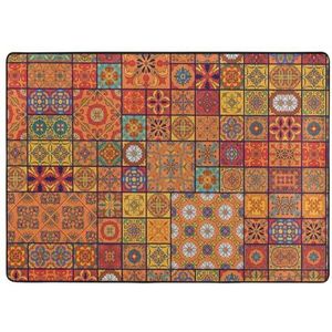 Groep Marokkaanse geometrische print tapijten, woonkamer vloermatten loper tapijt niet-overslaan kinderkamer mat spelen tapijt - 148 x 203 cm