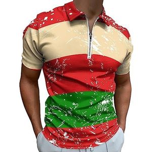 Oman retro vlag poloshirt voor heren casual T-shirts met ritssluiting T-shirts golftops slim fit