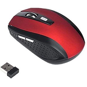 Brussels08 2.4G Ergonomische draadloze muis, draagbare mobiele computer muis optische muis met USB-ontvanger draadloze Gaming Mouse 1200dpi 6 knoppen Compatibel met Notebook, PC, Laptop, Computer, Red (7500)