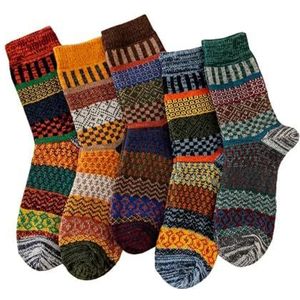 5 paar winter herensokken dikker schapenwollen sokken warme heren retro stijl kleurrijke mode herensokken