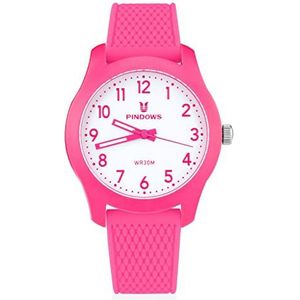 Sport Digital Kids Watch, 5ATM waterdicht horloge, multifunctioneel horloge voor 6-15 jaar oude jongensmeisjes, LED-achtergrondverlichting elektronische horloges, met alarm/timer/el licht,Rose red