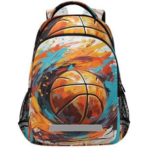 Wzzzsun Artistiek Basketbal Bal Rugzak Boekentas Reizen Dagrugzak School Laptop Tas voor Tieners Jongen Meis, Leuke mode, 11.6L X 6.9W X 16.7H inch