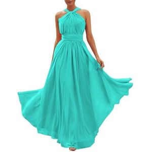 Chiffon bruidsmeisjesjurken voor dames, voor bruiloft, strapless galajurken, cocktailjurken, grote maten, Turkoois, 32