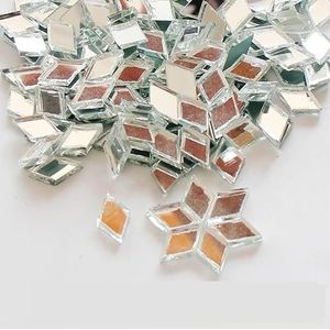 Mozaïek tegels mozaïek DIY tafellamp gekleurd glas decoratieve kandelaar handgemaakte materialen 200 G/zak 58 (kleur: zilver spiegel-ondoorzichtig)