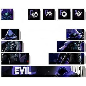 Valorant keycap, PBT thermische sublimatie aangepaste keycaps, 12 toetsen Cherry MX mechanische toetsenbord cap, geschikt voor 60% mechanische toetsenborden. (OMEN)