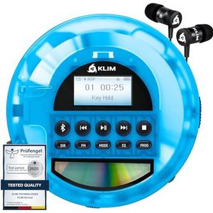 KLIM - Nomad - Draagbare CD-speler - Transparant - Bluetooth - FM-radio