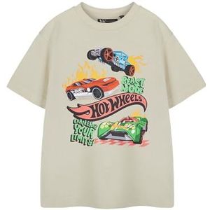 Hot Wheels Beige grafisch T-shirt voor jongens | Beast Mode T-shirt met korte mouwen voor kinderen | Officiële merchandise | Top met raceautoprint voor jongens