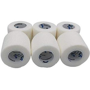 PintoMed - 6 x WIT - Samenhangend verband - 6 rollen x 5 cm x 4,5 m Zelfklevende flexibele verbanden, EHBO, sportverbandverbanden - Pak van 6