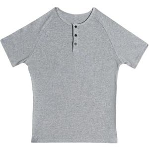 Dvbfufv Heren zomer korte mouwen slank sport sneldrogend T-shirt fitness training casual tops, Grijs, M