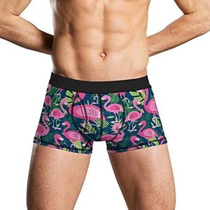 Palm Bladeren Flamingo Zacht Heren Ondergoed Comfortabele Ademend Fit Boxer Slip Shorts S