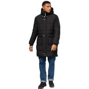 STONE HARBOUR Beviis Winterjas voor heren, warme gewatteerde jas, lang met capuchon, S-3XL, zwart, 3XL