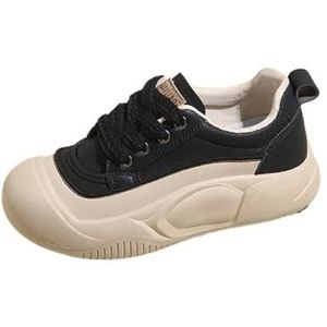 kumosaga Modieuze platform-mode-sneakers for dames, comfortabele casual wandelschoenen met retro ronde neus, instappers for dames (Color : Black2, Size : EU38)