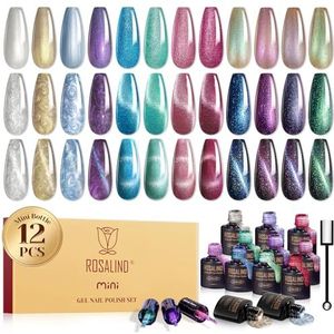 ROSALIND UV Nagellak Set Magnetisch, 12 Kleuren Cat Eye Gel Nagellak Set, Cat Eye Soak Off Gel Nagellak Set