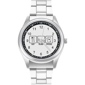 Eet Slaap Poker Mode Horloge Business Jurk Quartz Rvs Polshorloge Armband Horloges
