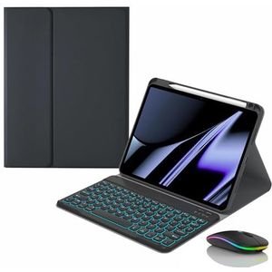 Toetsenbordhoes voor HUAWEI MatePad T 10s/T 10 Enjoy Tablet 2 Honor Pad 6/X6, Magnetisch Afneembaar Draadloos Achtergrondverlichting Toetsenbord met Bluetooth Muis,zwart