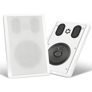 Pronomic FLS-540E WH Flatpanel Wandlautsprecher Boxen Paar (HiFi platte luidsprekers, 2-weg box, 5,25""/133mm woofer, 1,2""/30mm tweeter, 30/60 watt (RMS/Peak), polklemmen-aansluiting) wit