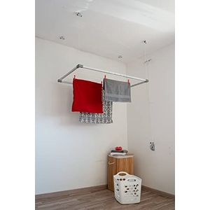 DRY-SMART Flex Plafondwasdroger, uittrekbaar, wasrek voor het plafond, voor badkuip, balkon, binnen en buiten, ruimtebesparend, eenvoudige plafondbevestiging, 100-160 cm