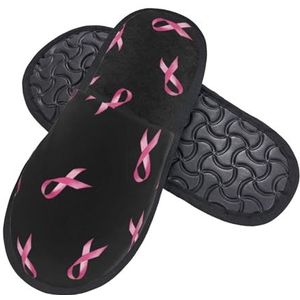 408 Men'S Slippers, op borstkanker Pink Ribbon Plush Slippers, comfortabele pantoffels, zachte vilten pantoffels voor herfst en binnen, dames, Furry Slippers 698, 36/40 EU