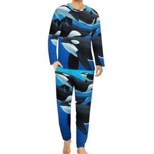 Sea Panda orka's pyjama voor heren, loungewear met lange mouwen, bovendeel en onderkant, 2-delig