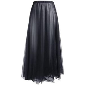 UBOHUZ Chiffon balletdansrok voor dames en volwassenen, lang, 2 lagen, mesh voor dames, Zwarte Rok, M