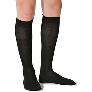 Easy8 - Herensokken van Schotlandgaren, lang, 6 paar, herensokken van katoen, lange herensokken van 100% katoen, elegante sokken Made in Italy, kleurrijk in effen kleur, Zwart, 39-42