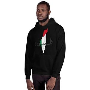 Vrij Palestina, Palestijnse vlag sweatshirt met lange mouwen, wereldvrede, tegen oorlog (Color : Black, Size : L)