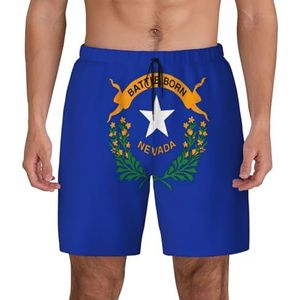 ERSDWRE Nevada State Flag Print Strandshorts met Zakken Zwembroek Mannen Zwembroek Broek Badmode voor Surfen Zwemmen, Zwart, S