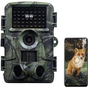 LMHOME Wildcamera met bewegingsmelder, nachtzicht, 4K 60MP, wilddierencamera, wifi, met 32 GB SD-kaart, mobiele telefoon-overdracht, app, 0,2 s jachtcamera, 950 nm, no glow, infrarood