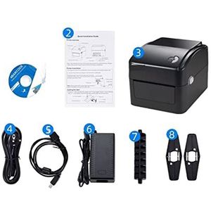Etiketprinters Rinter USB Port Verzending Label Printer 4 * 6 Barcodeprinter for Express of Supermarkt Zwart Wit Thermische printer (Color : Nero)