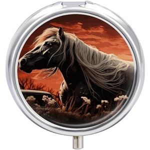 Romantische Mustang Pillendoos Waterdichte Draagbare Geneeskunde Pil Case Vochtbestendige Metalen Reizen Pillendoos met 3 Compartimenten Geneeskunde Case