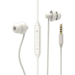 MAXROCK Slaap oordopjes, ultra-zachte, comfortabele geluidsisolerende oordoppen workout hoofdtelefoon in-ear oortelefoons met microfoon en volumeregeling - perfect voor zijslaap-luchtreizen, meditatie en slapeloosheid (wit)