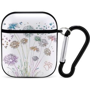 Paardebloemen Paw Print Leuke Case voor AirPods 2 & 1 Shockproof Beschermende Hoofdtelefoon Gevallen Cover Met Sleutelhanger voor Mannen Vrouwen