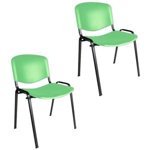 Topsit Büro & More 2-delige set bezoekersstoelen, stapelbare conferentiestoel, met zitting en rugleuning van kunststof, groen