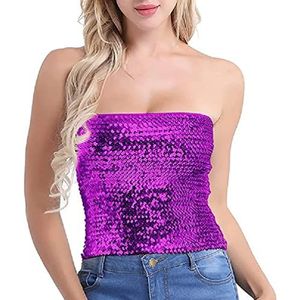 Lamala Vrouwen Sprankelende pailletten Tube Top Strapless Stretchy Crop Tops Sexy Borst Verpakt Bandeau Vest Party Kostuum Clubwear Tube Tops Voor Vrouwen Sexy