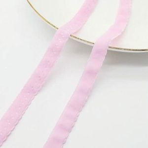 11 mm tape, plat, elastisch nylon, rubberen band voor ondergoed, schouderband, dubbellaagse rand, opvouwbare bh-riem, DIY kantnaaien, donkerroze, 11 mm, 5 yards