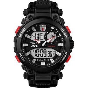 Timex UFC Heren Impact 50mm horloge - zwarte band zwarte wijzerplaat zwarte kast, Zwart, riem